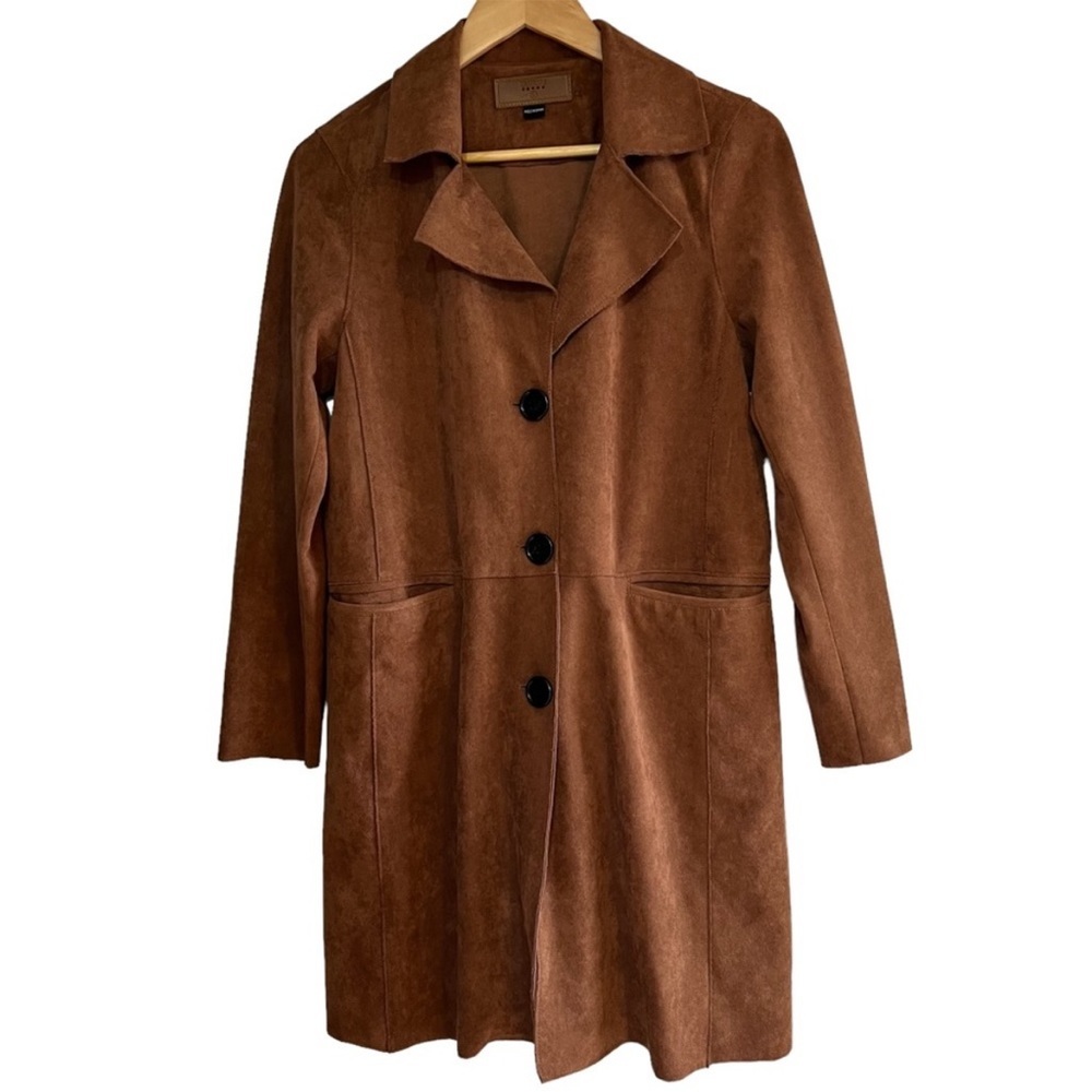 Blank NYC faux suede longline brown jacket